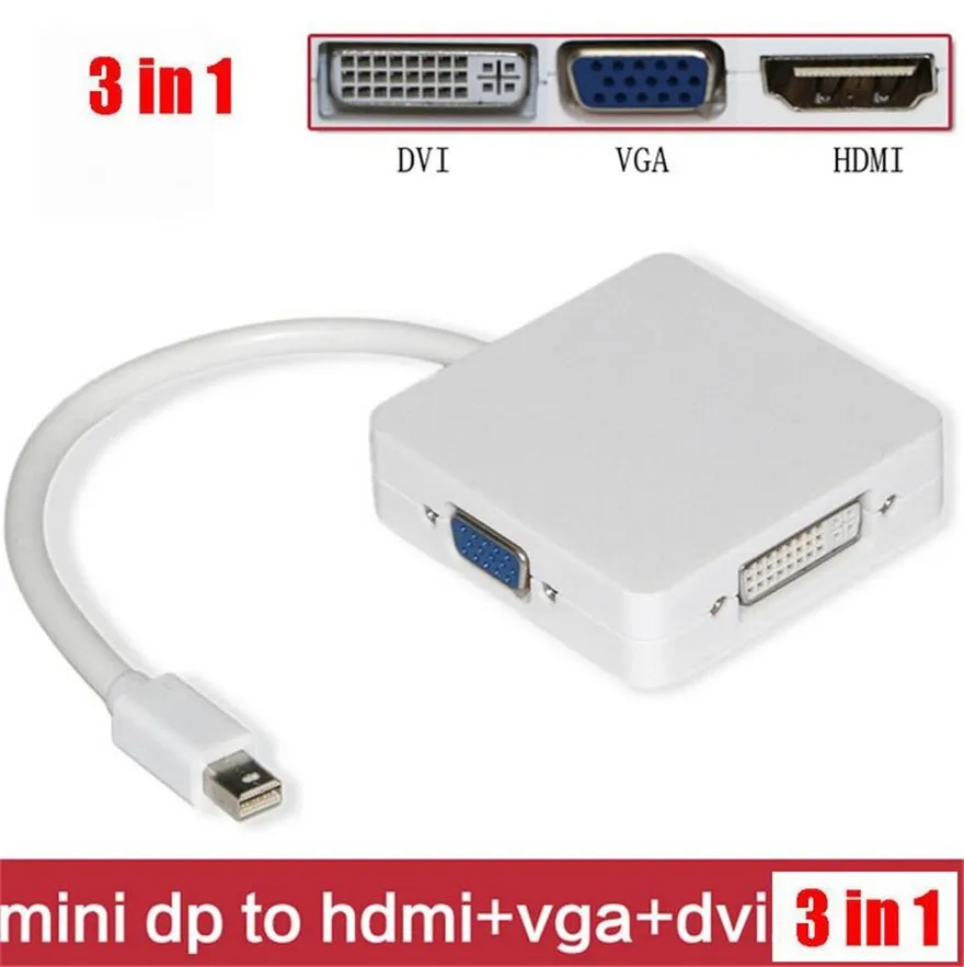 3 인 1 미니 DP hunderbolt 미니 디스플레이 포트-HDMI DVI VGA 변환기 케이블 어댑터, Apple Macbook Pro Microsoft Surface Pro