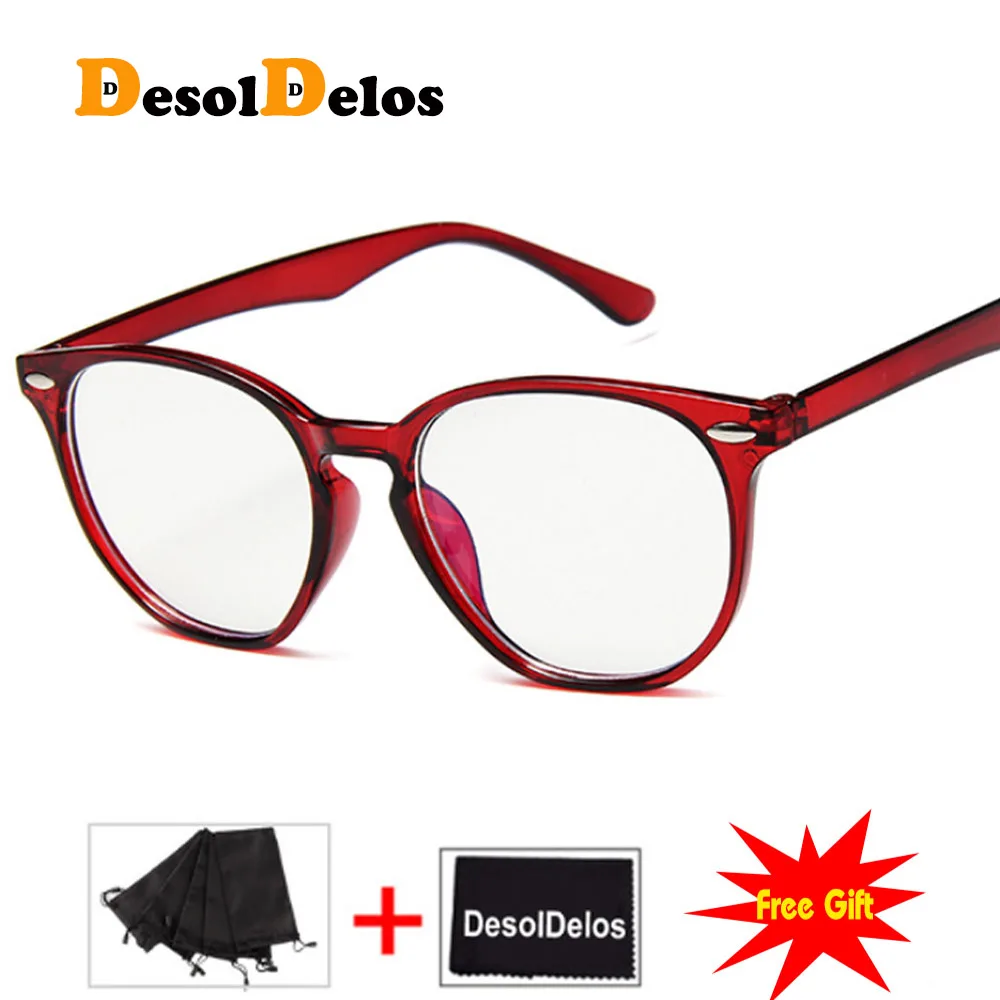 2019 Women Glasses Frame Men Anti Blue Light Eyeglasses Frame Vintage Round Clear Lens Glasses Optical Spectacle Frame