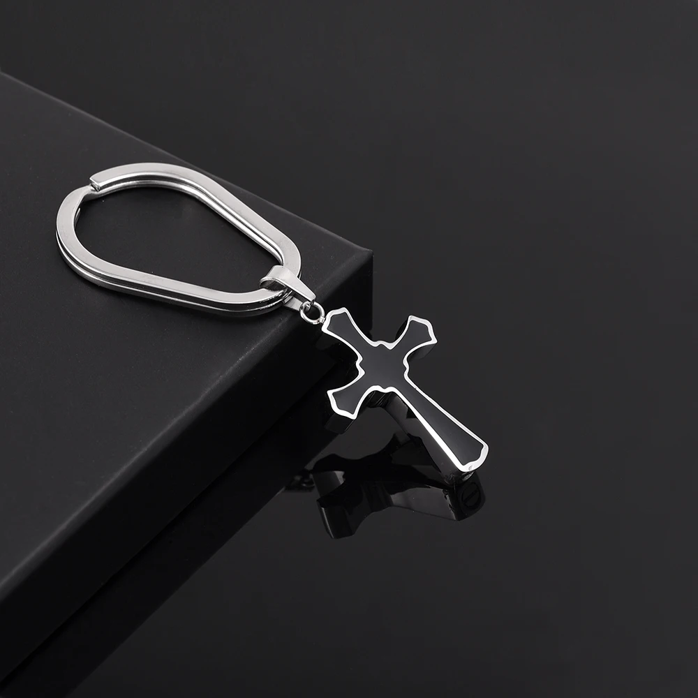 

CMK2049 316L Stainless Steel Keychain With Simple Cross Ashes Pendant Cremation Keychain for Dad Grandpa Chaveiro