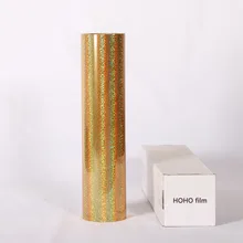 Корея Качество flex htv textil rolls pu голографическая теплопередача Винил для одежды футболка 0,5 м x 25 м золотой цвет