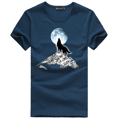 Пионерский лагерь модный принт волк узор Повседневная мужская футболка известный бренд хлопок Мужская свободная 305062A - Цвет: 305062A dark blue
