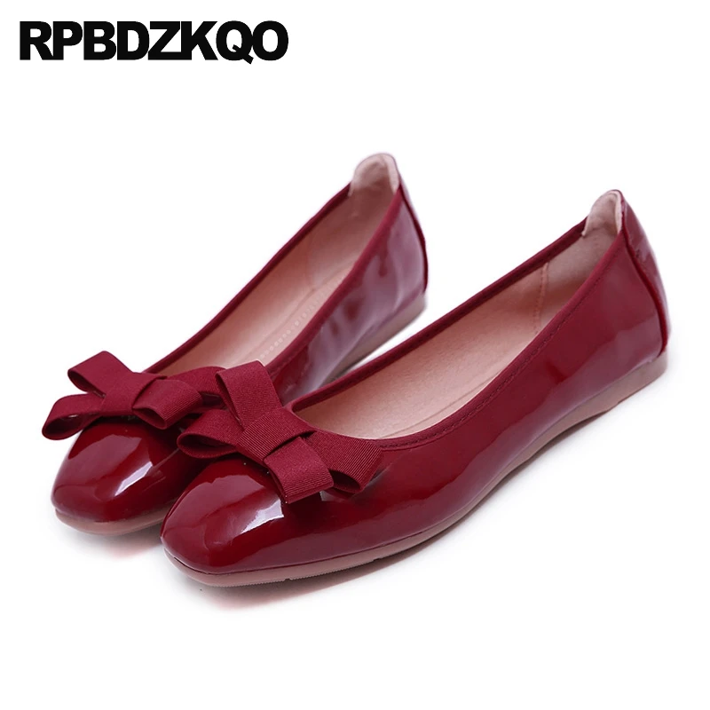 womens red patent leather flats