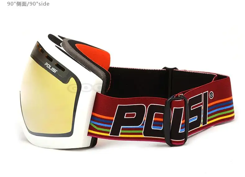 POLISI мужские и женские лыжные очки для катания на коньках, двухслойные противотуманные желтые линзы, снежные очки с УФ-защитой, зимние лыжные очки для сноуборда