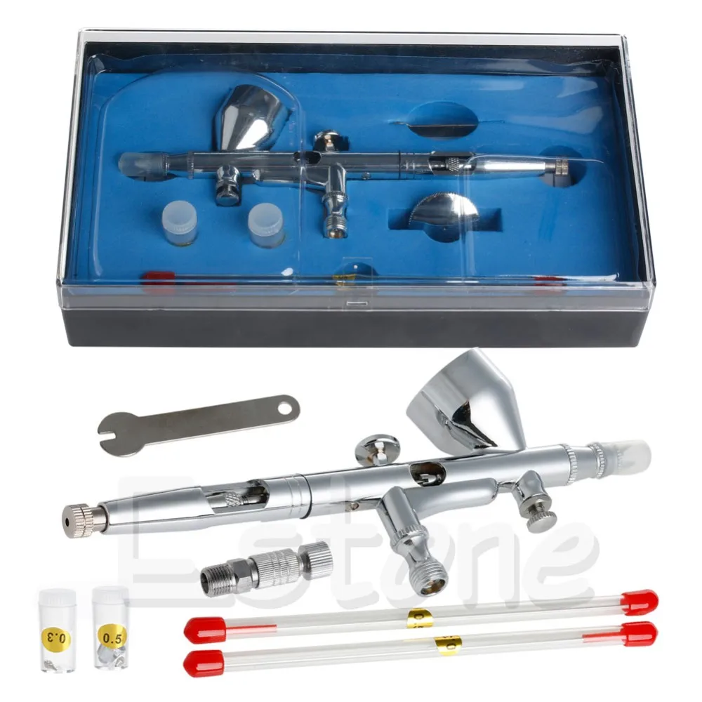 

Dual Action Gravity Airbrush Spray Gun 0.2/0.3/0.5mm 9cc Air Brush Paint Craft High Quality