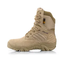 Zip Wearproof Euro Rubber Mid-calf Tactical Shoes Mens Dress Desert Boots Cement Solid Color Round Toe Lace Up Cowhide