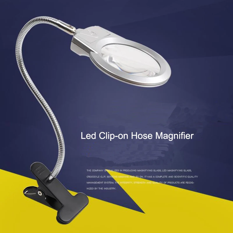 

Led Clip-On Hose Lamp Magnifier,Desk Table Third Hand illuminate Magnifying Glass for Reading,Watch Repair, Handicraft,Binocular