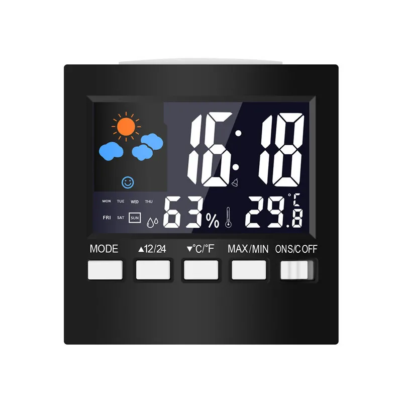 

DC-001 Smart Home Digital Temperature Humidity Alarm Clocks LCD Weather Station Display Calendar Timer Electronics