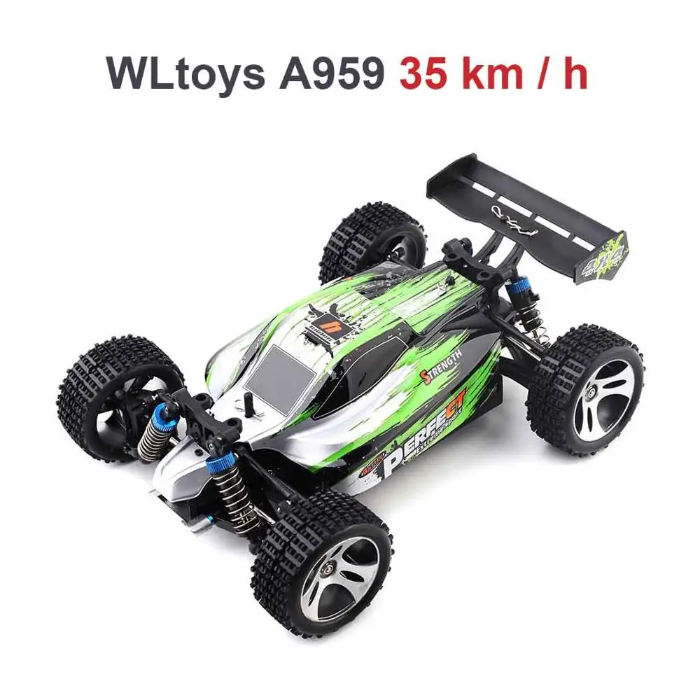 Wltoys A959 RC автомобилей высокоскоростной внедорожных 2,4 г дистанционного Управление Модель Масштаб 1:18 ралли противоударный резиновые колеса багги грузовик - Цвет: Green 35 km per hour