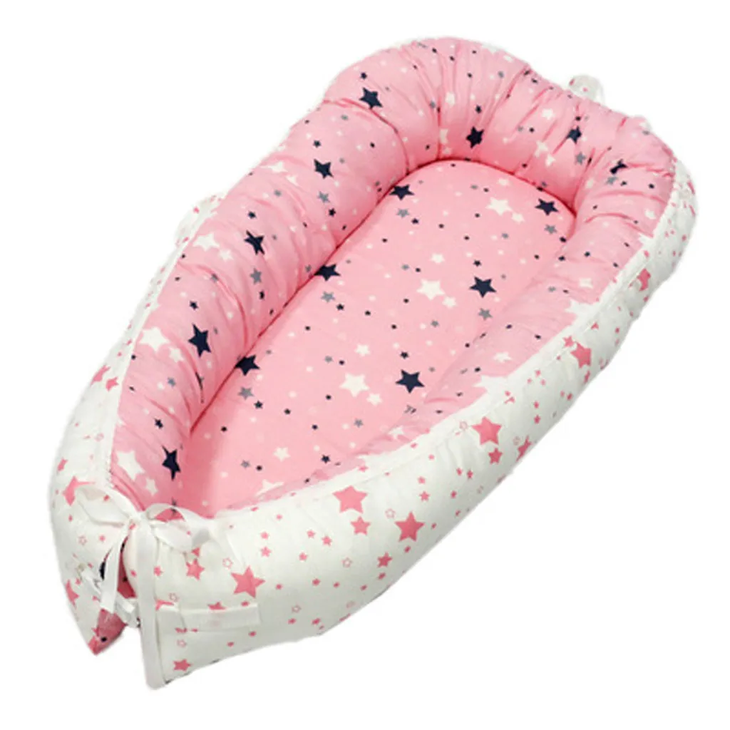 Newborn Baby Portable Removable And Washable Crib Travel Bed Star Dot Flower Printing Nest Bed Cotton Travel Bed For Children