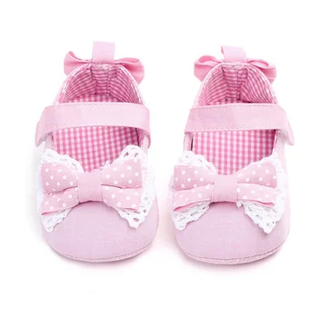 

Baby Girls Shoes Cotton Solid Newborn First Walkers Cute Bow Soft Soled Non-slip Footwear Baby Shoes Princess 0-12M HOT