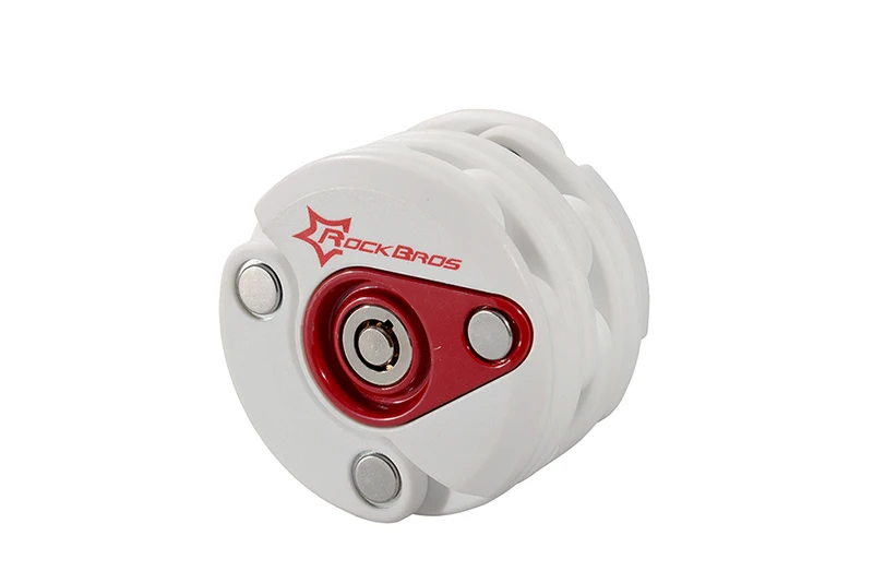 White round lock ROCKBROS велосипед Противоугонная Мини Складная цепь замок паролем складной-замки Гамбург-велосипедный велосипед замки 4 цвета - Цвет: White round lock