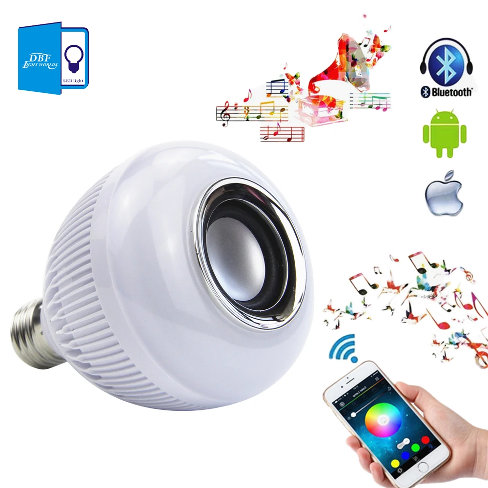 

[DBF] Wireless Bluetooth 12W LED Speaker Bulb Audio Speaker E27 RGBW Music Playing Light Lamp With 24 Keys remote Control