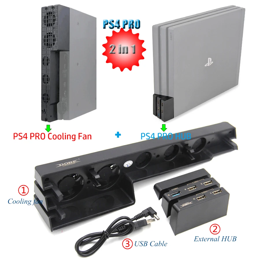 Comprare 2 in 1 PS4 PRO Mulitfunction del dispositivo di Raffreddamento Ventola Di Raffreddamento 5 HUB USB Esterno per Sony Playstation 4 PS4 Pro