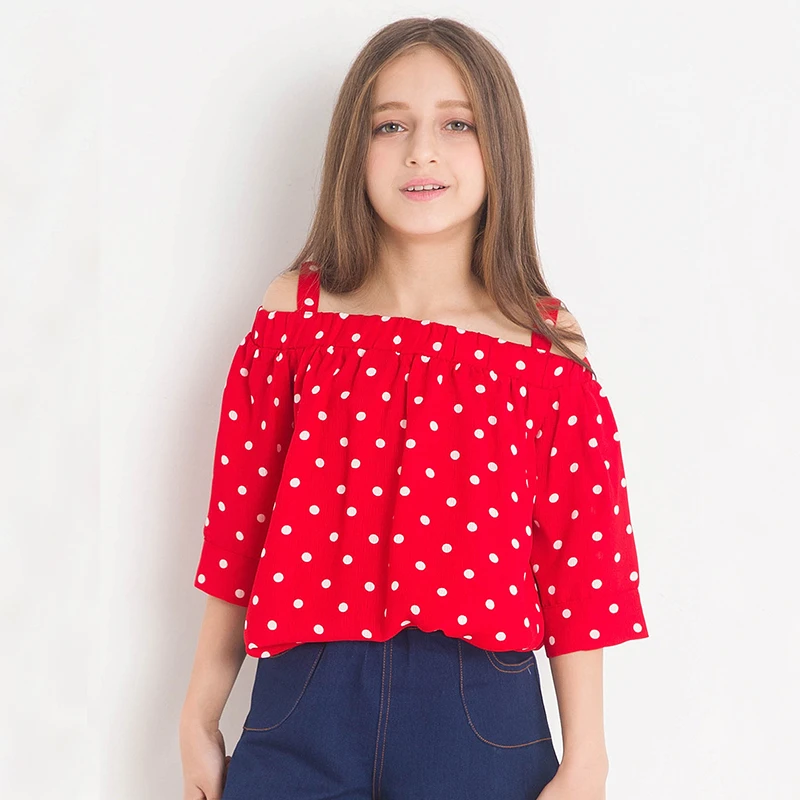 cute red off the shoulder tops