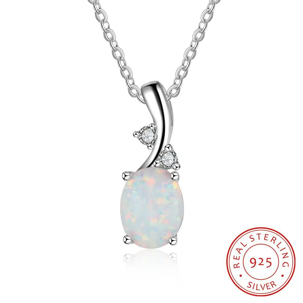 PRP5 women fine jewelry,delicate a leaf shape necklace with opal,925 sterling silver pendant for beloved women