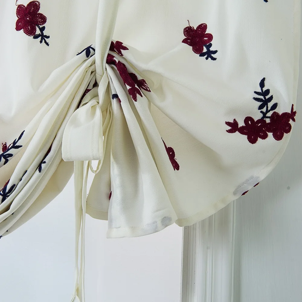 Urijk короткая римская занавеска воздушный шар тент Цветочная вышивка Завязывающийся занавес s стержень карман для кухонного окна кухни затемненный балдахин