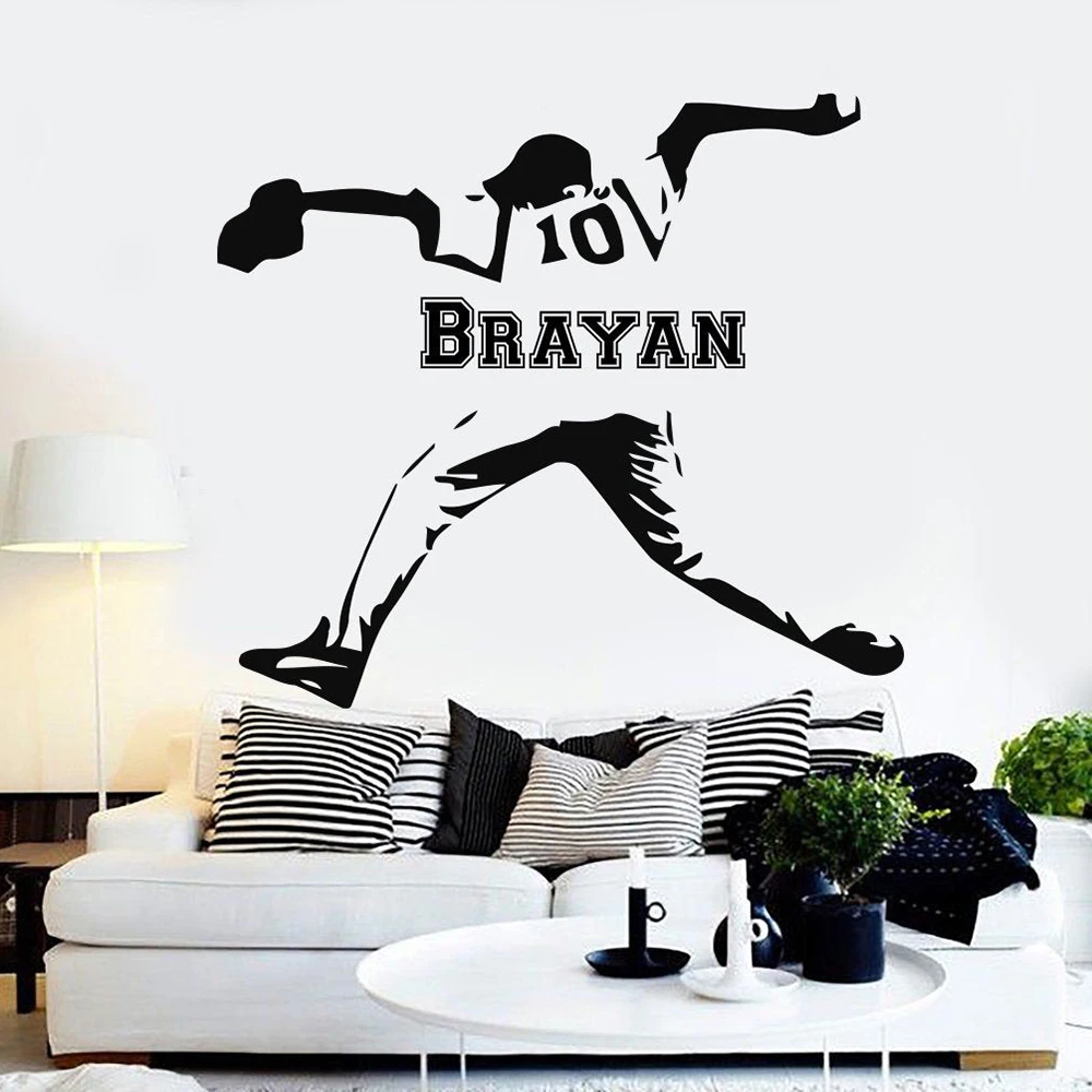 

Custom Baseball player Personalised Name and number wall sticker living Room bedroom vinyl DIY wall decal home decor mural G840
