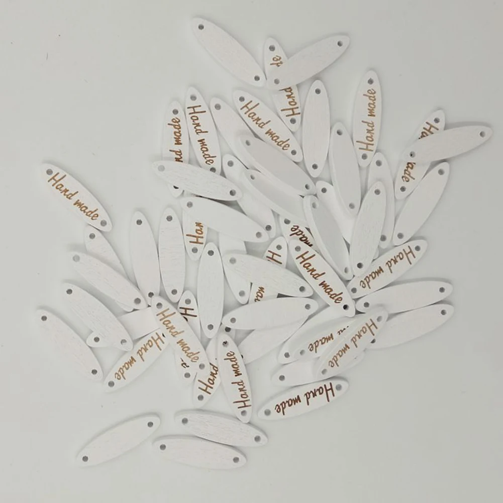 

100Pcs Hand Made Letter Print Wooden Buttons for DIY Sewing Scrapbook Decor scrapbooking b