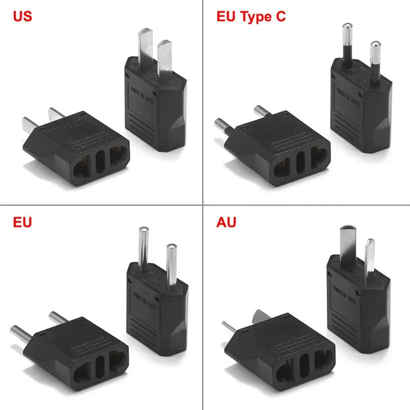 2pcs European EU Plug Adapter Japan American US To EU Type C Travel