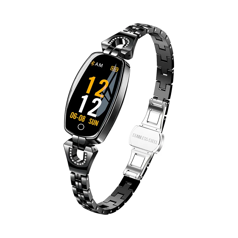 Фитнес-Браслет H& A H8, спортивные Смарт-часы, водонепроницаемые, мониторинг сердечного ритма, Bluetooth, для iOS, Android, умные часы, женский подарок - Цвет: Черный
