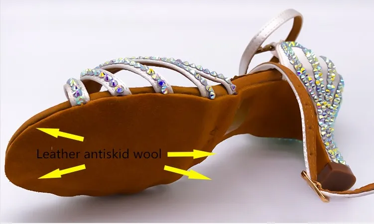 Новинка; Танцевальная обувь со стразами для сальсы; Обувь для бальных танцев; женская танцевальная обувь телесного цвета для сальсы