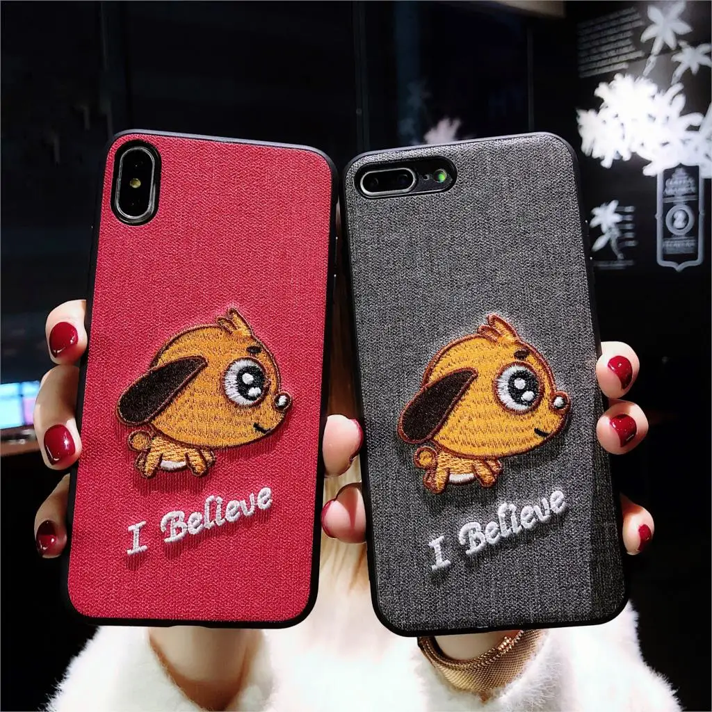

Beyour Cute Fresh Art 3D Embroidery Case For Huawei P30 P20 Pro Lite animal flower cotton fabric back cover Mobile phone Case