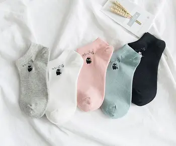 

yishine 10 Pairs/lot High Quality Women's Socks Breathable Anchor Cute Cats Printed Girls Ankle Socks Female Ladies Funny Sock