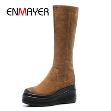 ENMAYER New Style women round toe solid mid-calf flat with platform boots lady fashion boots Size 34-39 ZYL800 цена ENMAYER New Style women round toe solid mid-calf flat with platform boots lady fashion boots Size 34-39 ZYL800 цены онлайн