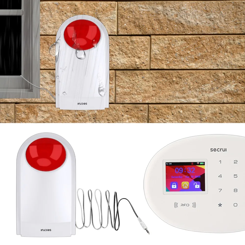 

Wireless Audible Visual Alarm Flash Strobe Siren Horn Flash Light Strobe Siren SECRUI J008 For Home Business Alarm Security