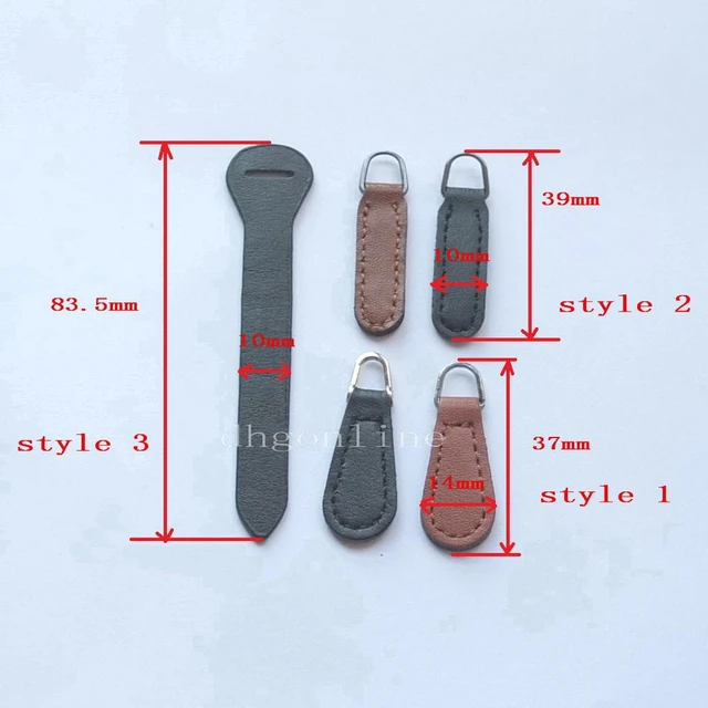 2/ Leather Zipper Pull Tabs Tags Puller Replacement Handbag Repair Supplies  Coffee 