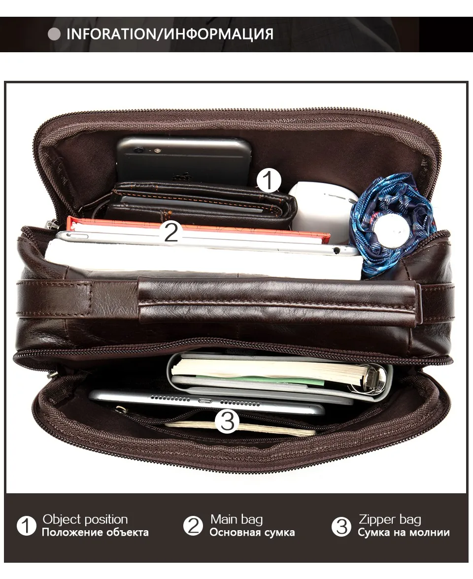 Men Shoulder Bag Men's Genuine Leather Casual Bags for Men Business Crossbody Handbag Flap Leather Bags bolsas male 7