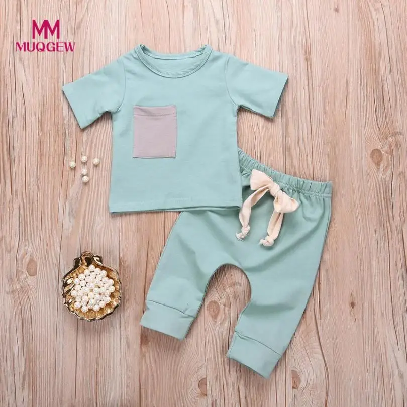 Toddler kids clothes newest style hot sale Infant Baby Girls Boys Solid