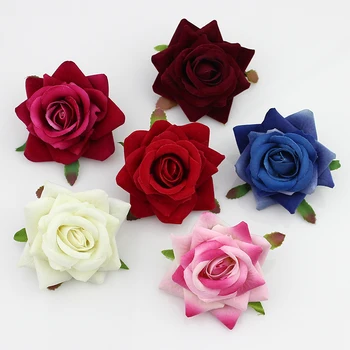 

High quality 6cm Silk Blooming Rose Artificial Flower Heads For Wedding Decoration DIY Wreath Scrapbooking Corsage Flowers 10pcs