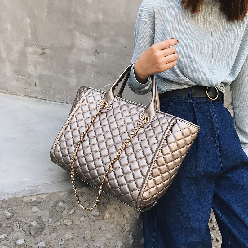 

2019 Large Shoulder Bag Women Travel Bags Leather Pu Quilted Bag Female Luxury Handbags Women Bags handbag purses and handbags
