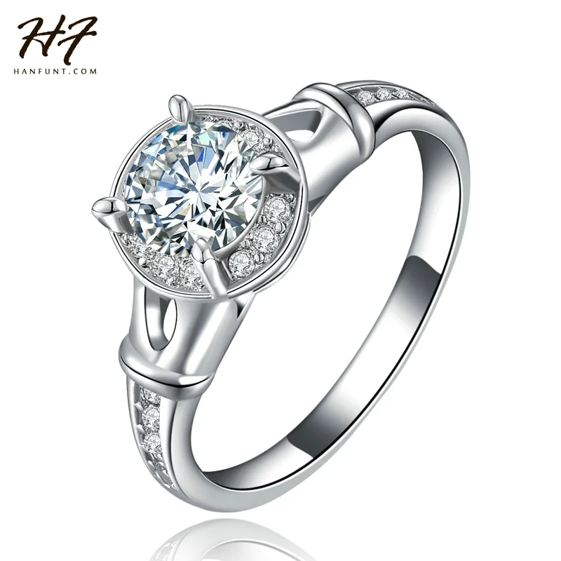 

Sliver Color AAA CZ Crystal Hollow Heart Bijoux Fashion Wedding & Engagement Ring Jewelry For Women Promise Gift R669