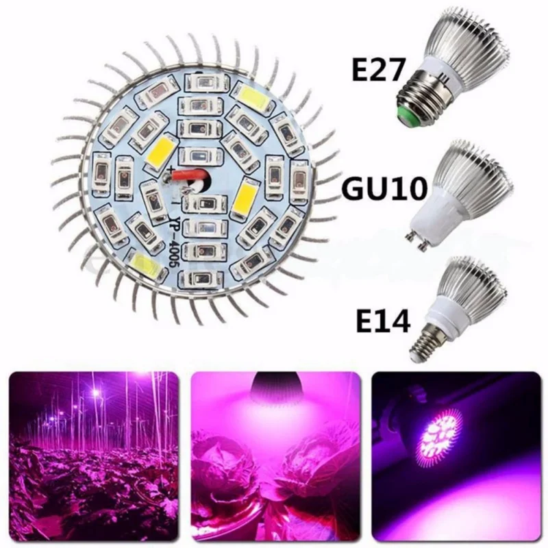 E27/E14/GU10 полный спектр Светодиодный лампа для выращивания растений лампы для гидропоники Крытый садовый парник цветок
