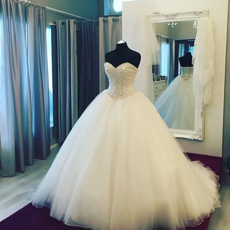 Vestidos De Novia Элегантное свадебное платье без бретелек с декором из бисера из хрусталя с жемчугом Русалка сексуальное платье без рукавов плюс размер