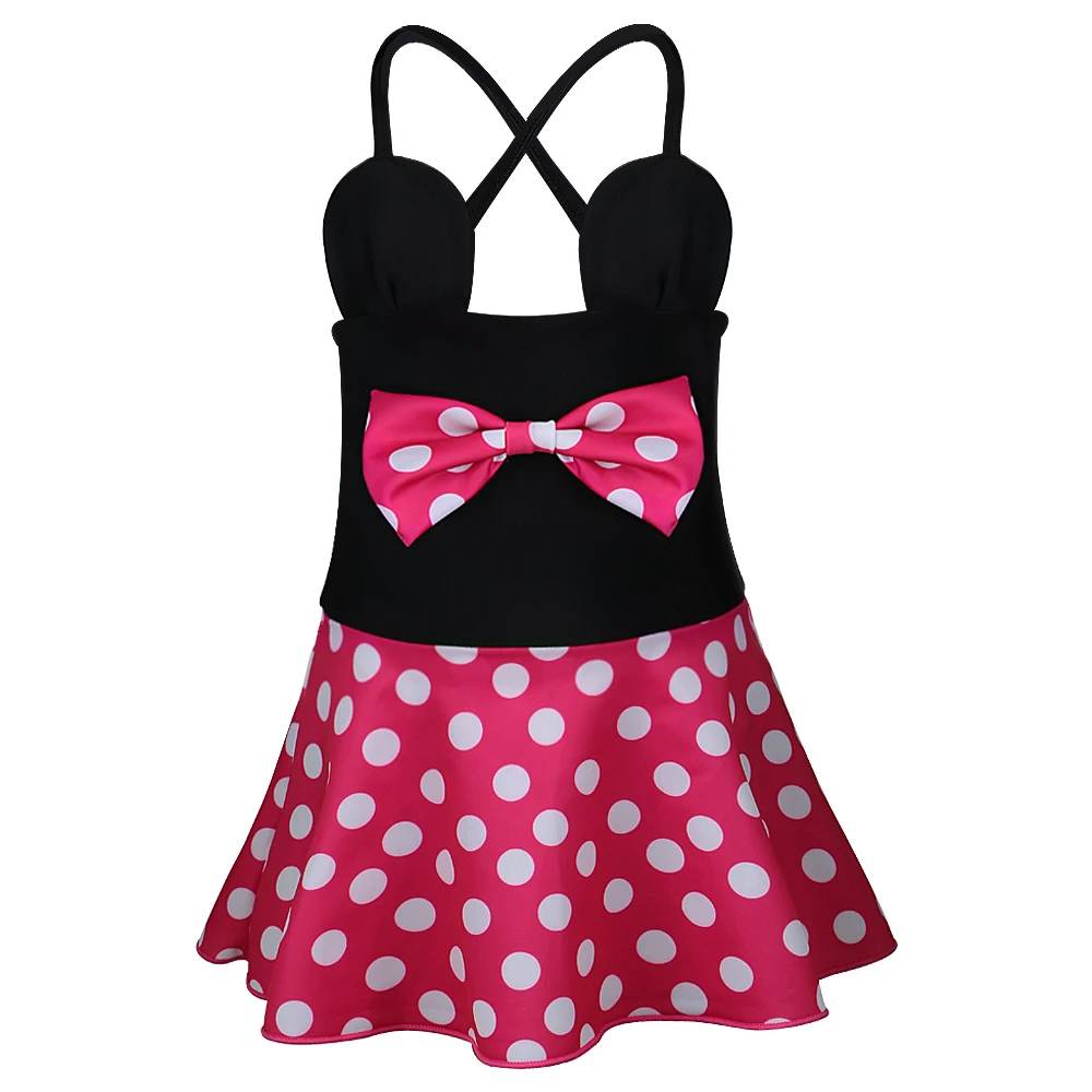 

3-10Y Summer Toddler Girls Swimming Bikini Dress One Piece Cartoon Polka Dot Bathing Suit Swimwear Dress Bikini Kid Beachwear