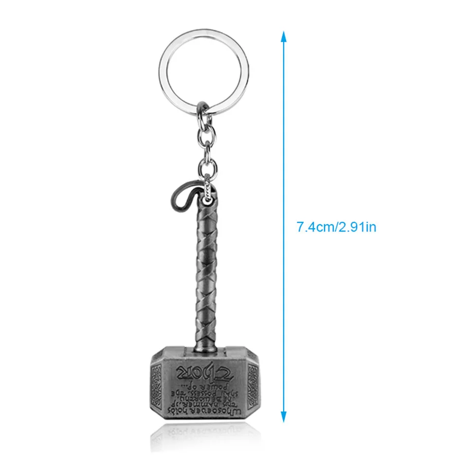 Cunymagos 1 pc Vintage Thor Hammer Keychains Avengers for Men Key Rings Movie Key Holder Thor The Dark World Key Finder Bags Key Chain (2)
