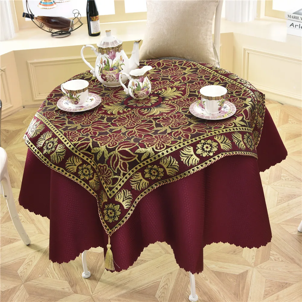 Luxury Tablecloth Embroidery Lace Coffee Table Black Cover Cloth Glitter Decor