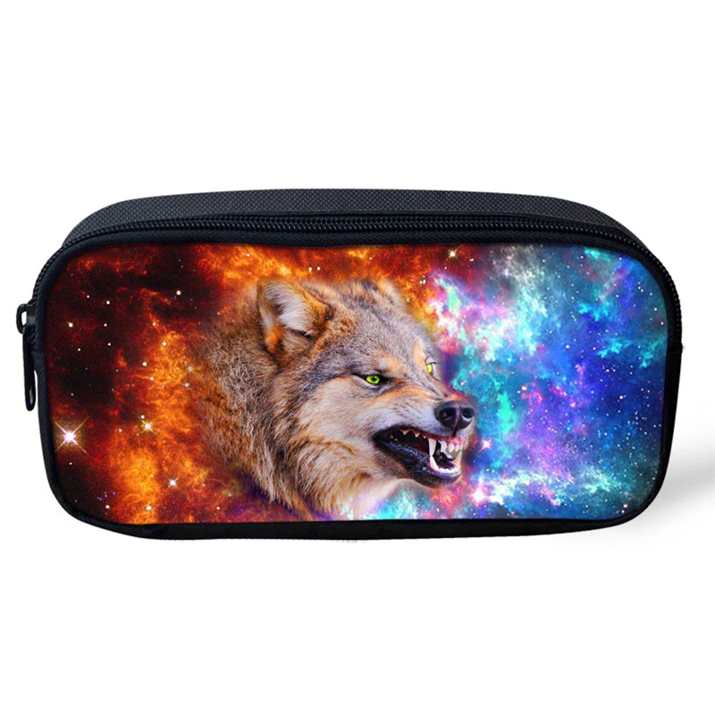 Noisydesigns Cool Animal 3D Galaxy Wolf чехол для хранения ручек детей дизайнерский пенал
