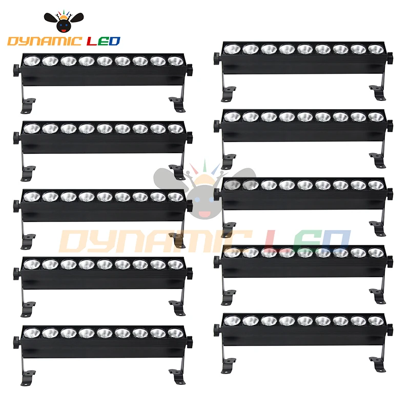 

10pcs Led Bar Light 9pcs 10w RGBW 4in1 Led Wall Washer Lamp Dmx Control Stage Light For Church Landscape