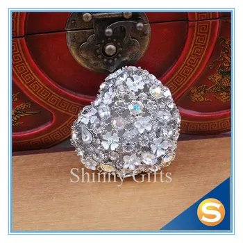 

Vintage Style Sparkling Heart Shape Rhinestone Trinket Jewelry Box