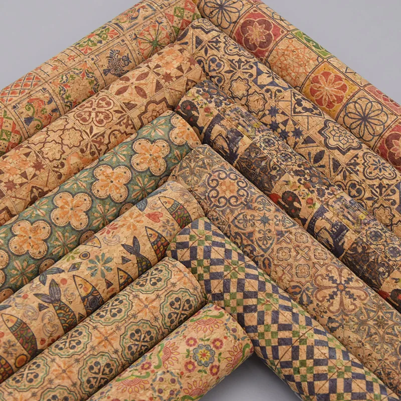 

A4 21x29cm Soft Cork Fabric Vintage Flower Embossed Sewing Fabric For Clothes Handbag Diy Home Textile Materials