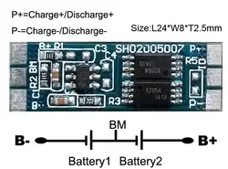 Модуль защитной цепи 2 S 4A PCB PCM BMS батарея защиты доска для 7,4 В литий-ионный плата защиты литий-полимерных аккумуляторов пакет SH02005007-LX2S4A