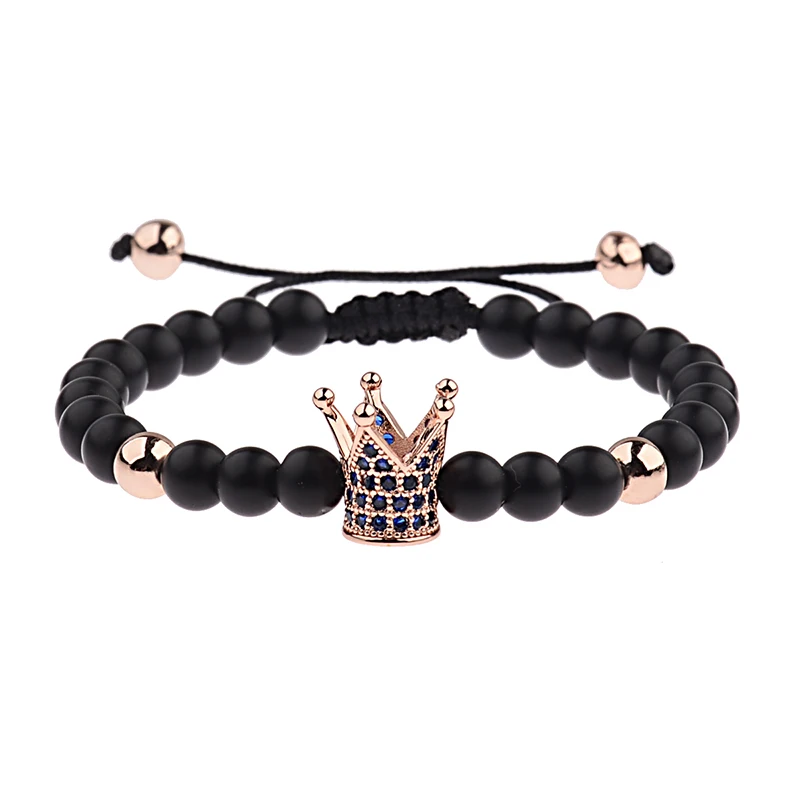 OIQUEI пара король королева браслет с короной для женщин мужчин дружбы ручной вязки настраиваемый шарм браслеты и браслеты Прямая - Окраска металла: ABL007-A4