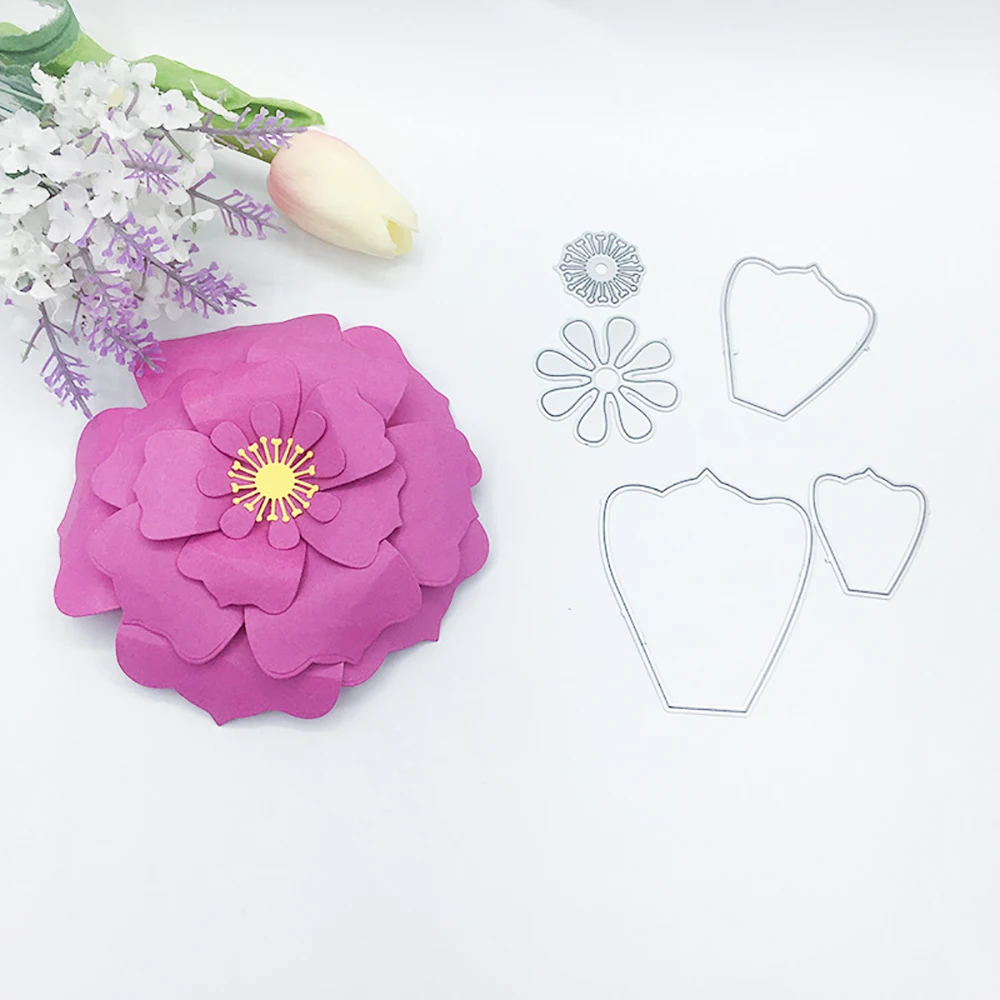 

Lychee Life 3D Red Flower Shaped Cutting Dies Metal Template Dies For Scrapbooking Stencil DIY Album Cards Decoration