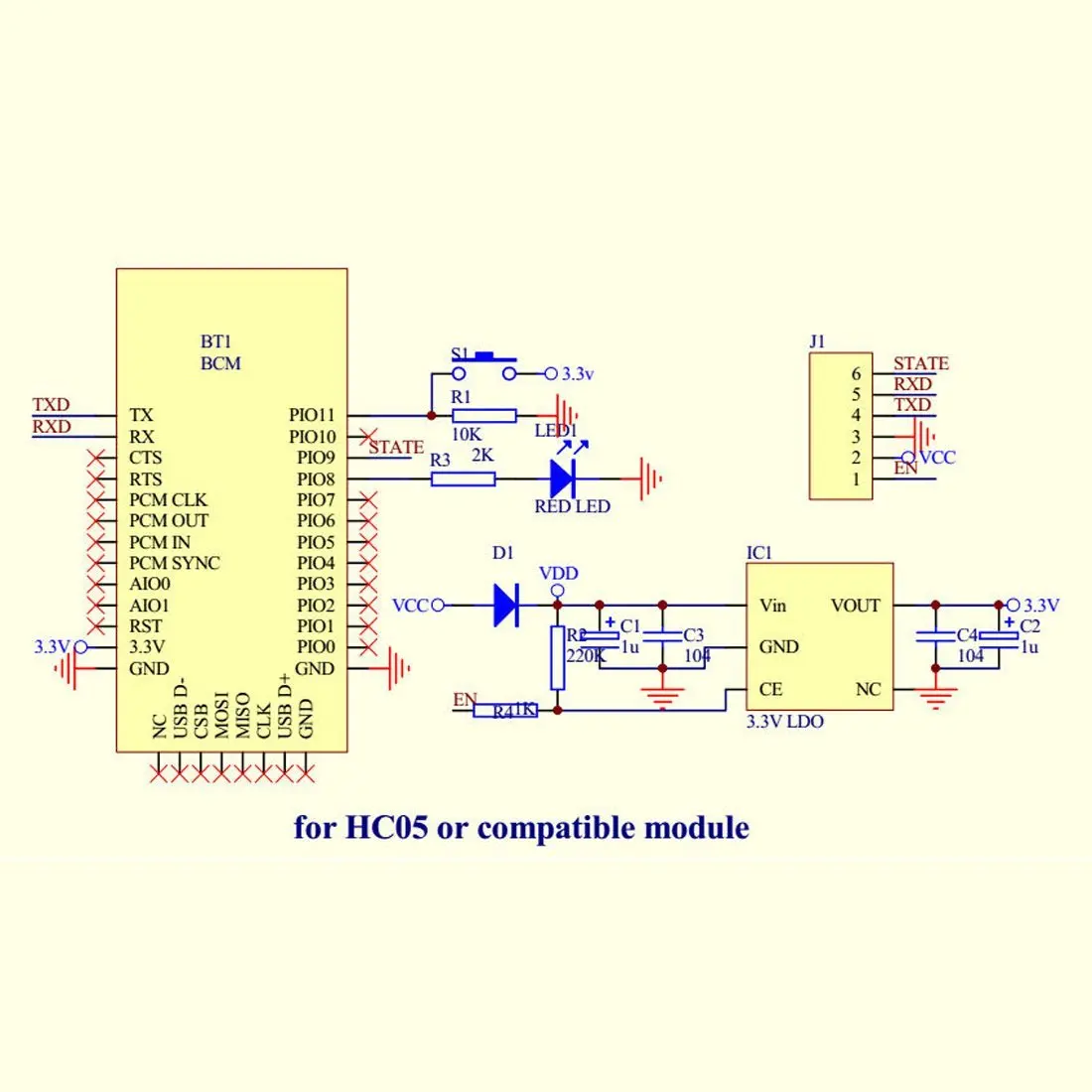 Hc 05 6 контактный переходник с внутренней Беспроводной Bluetooth радиочастотный