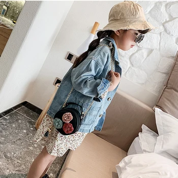 

2020 New Little Children Small Round Bag Cute Flower Handbag Purse Simple Diagonal Bag Trend baby's Mobile Phone Purse For Girl