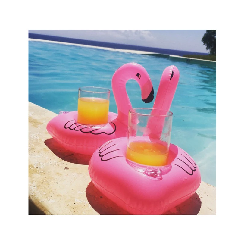 2 PCS Cute Flamingo Drink Holder Inflatable Swimming Floating Bathing Beach Party Kids Float Water Toys |